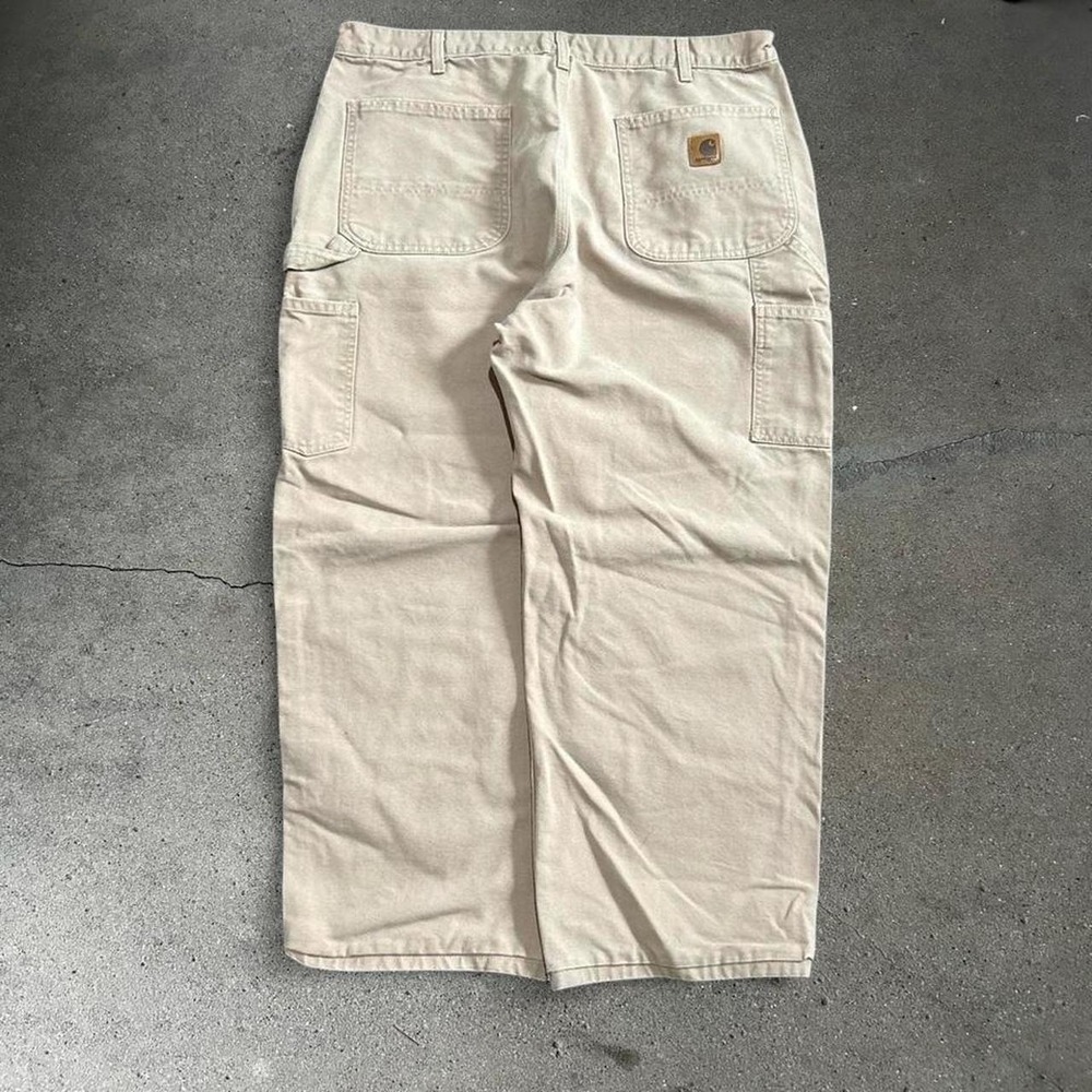 Men's vintage Carhartt light brown baggy dungaree fit carpenter pants Size 38x27